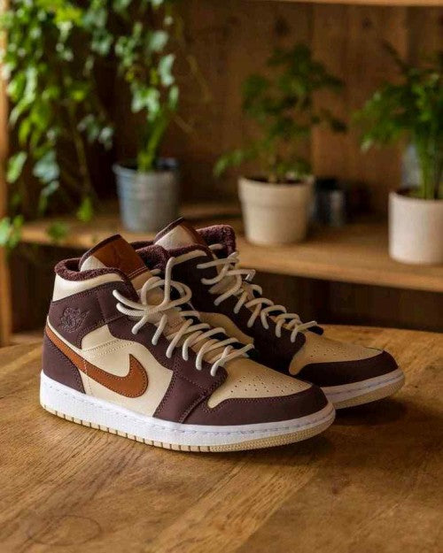Nikee Air jordan 1 Mid Se Brown Basalt Oatmeal Semi Ua