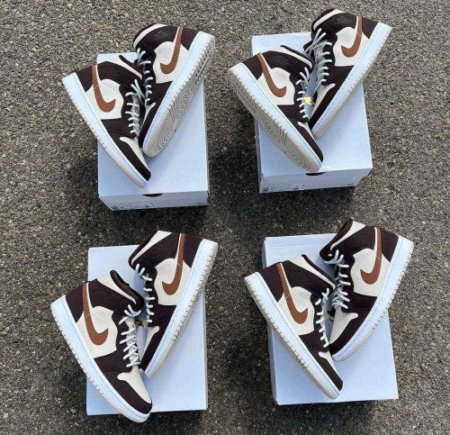Nikee Air jordan 1 Mid Se Brown Basalt Oatmeal Semi Ua