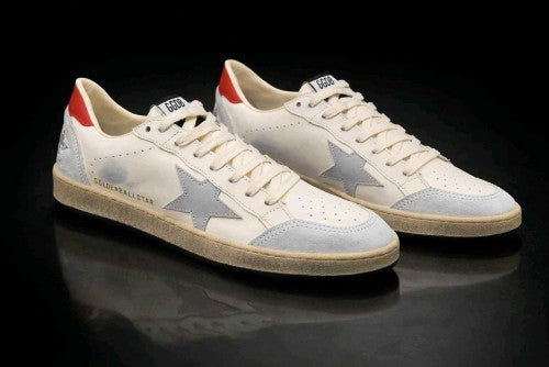 Golden Goose Ball Star White Silver Red Vintage Sole Sneaker
