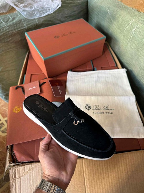 Loro Piana Babouche Loafers Black 215