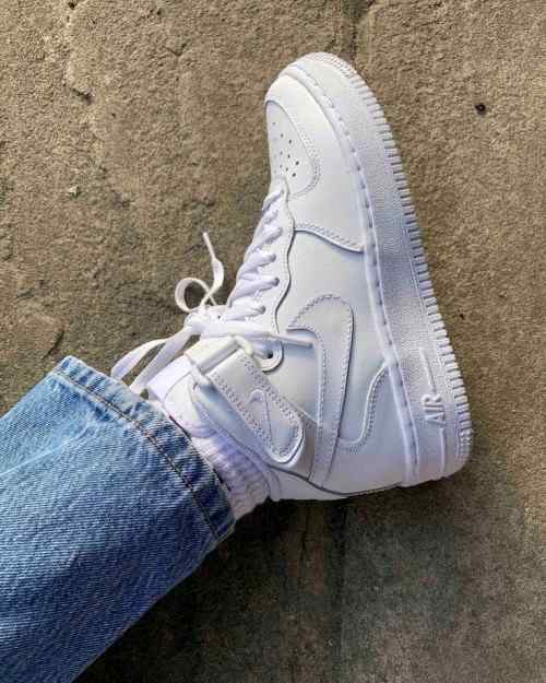 Nikee Airforce 1 Mid Leather White 5076