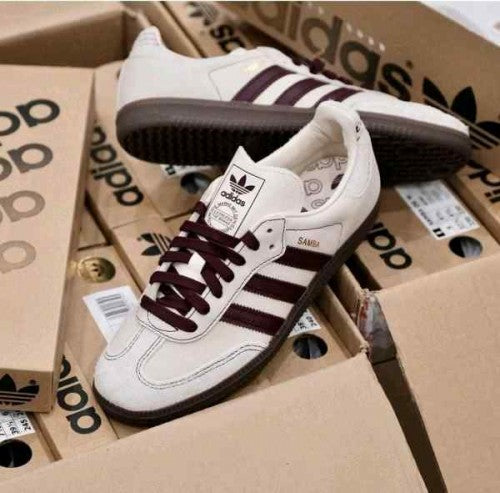 Adidass Samba Wonder White Maroon Men Leather Quality