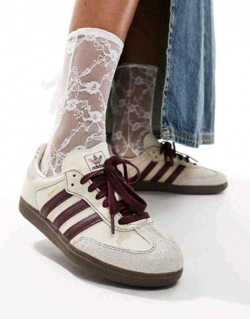 Adidass Samba Wonder White Maroon Men Leather Quality