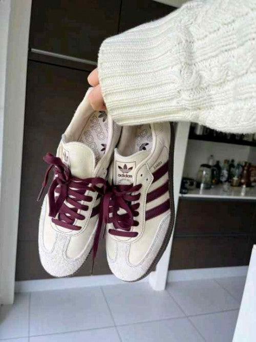 Adidass Samba Wonder White Maroon Men Leather Quality