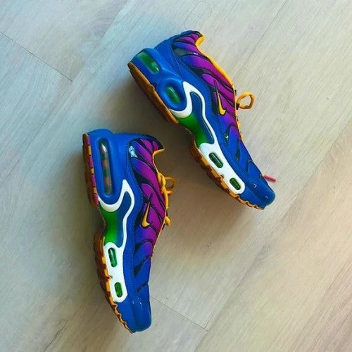 Nikee airmax plus tn flamingo gold purple black gym running shoes trainers