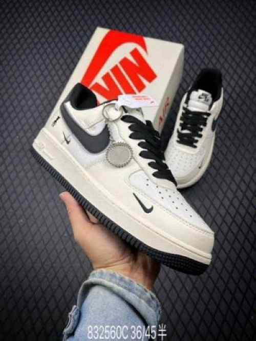 Nikee Airforce 1 07 Low Violent Bear Joint Linen Beige Black Sneaker