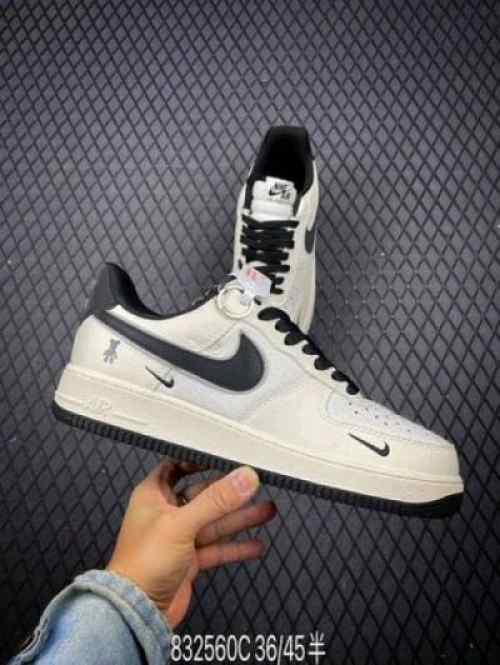 Nikee Airforce 1 07 Low Violent Bear Joint Linen Beige Black Sneaker