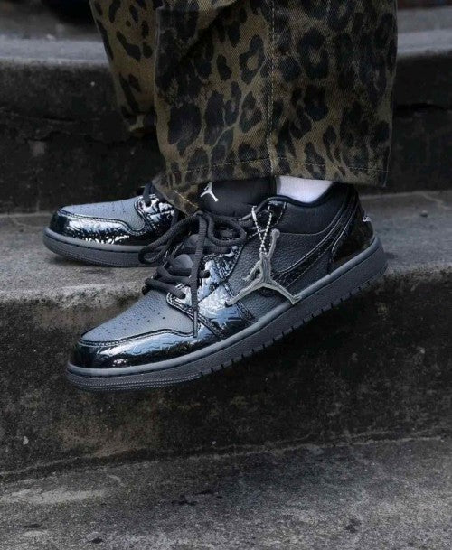Nikee Air Jordan 1 Low Patent Black Croc 5011