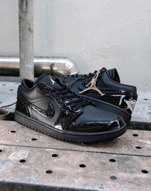 Nikee Air Jordan 1 Low Patent Black Croc 5011
