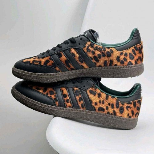 Adidass Samba OG Black Green Leopard