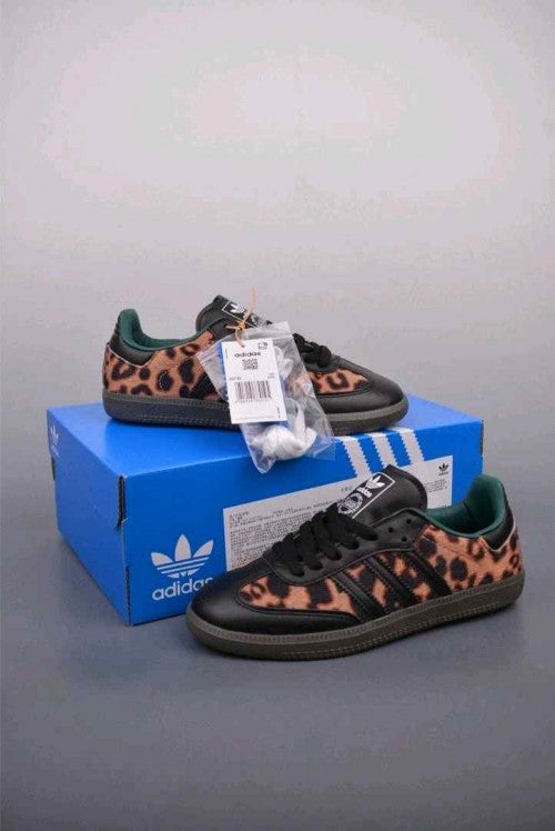 Adidass Samba OG Black Green Leopard