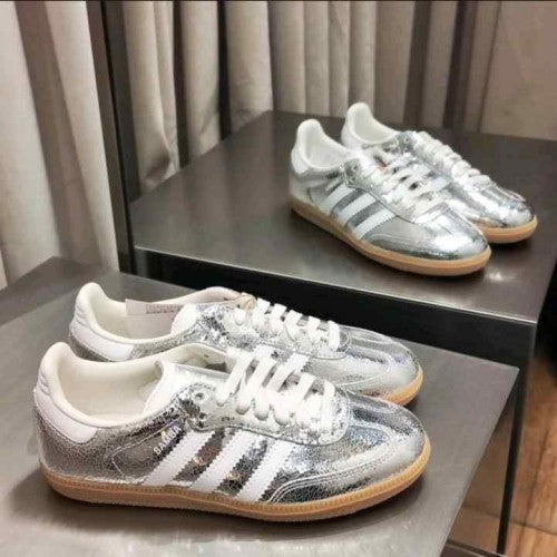 Adidass Samba OG Silver Metallic Cracked Leather