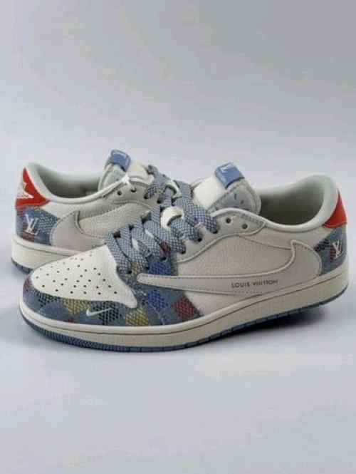 NIKEE AIR JORDAN RETRO 1 LOW X TRAVIS SCOTT FRAGMENT DESIGN LOUI_S VUITTON