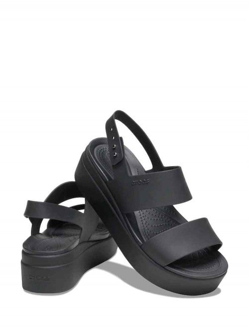 crocss Black Brooklyn Low Wedge Sandals
