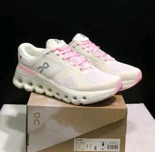 On Cloud Running Runner Shoes White Pink Sporty Elegant
