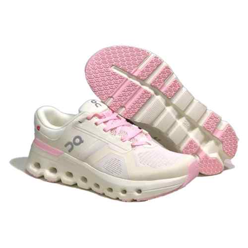 On Cloud Running Runner Shoes White Pink Sporty Elegant