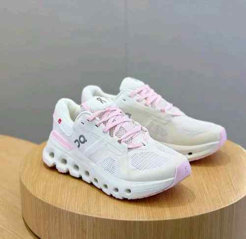 On Cloud Running Runner Shoes White Pink Sporty Elegant