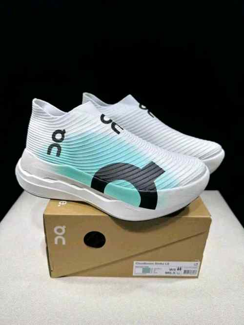 On Cloudboom Strike LS White and Mint Green