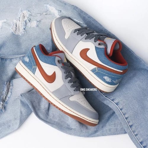 Nikee Air Jordan Retro 1 Low Repaired Denim