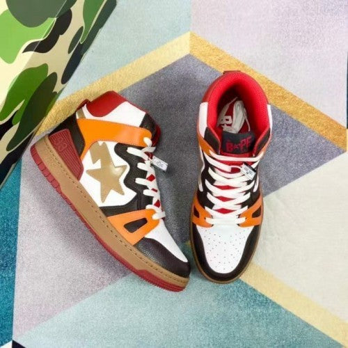 A Bathing Ape Bape Sta 93 Hi Red Orange Light Sand