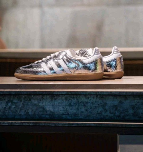 Adidass Samba OG Silver Metallic Cracked Leather