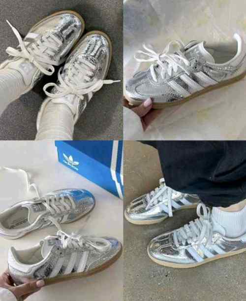 Adidass Samba OG Silver Metallic Cracked Leather