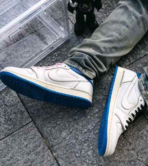 Nikee Air Jordan Retro 1 X Travis Scott Fragment Heat Of White Semi Ua Quality With Og Box