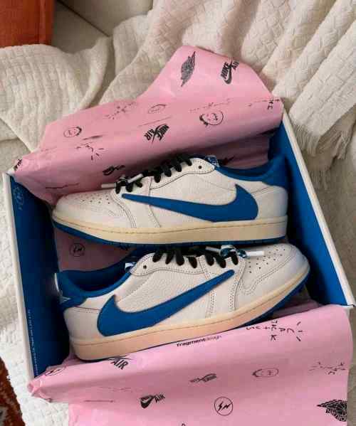 Nikee Air Jordan Retro 1 X Travis Scott Fragment Heat Of White Semi Ua Quality With Og Box