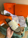 Hermes Mules White Green UA QUALITY FIX 206