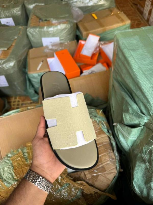 Hermes Mules White Green UA QUALITY FIX 206