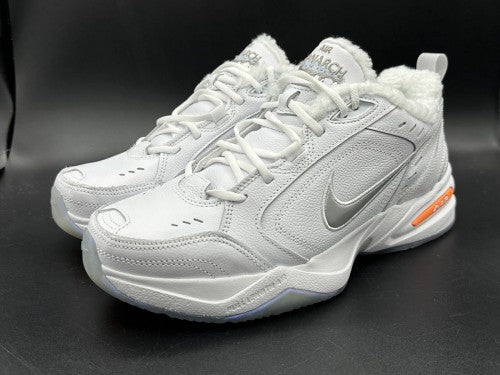Nikee air monarch iv snow day white total orange metallic silver